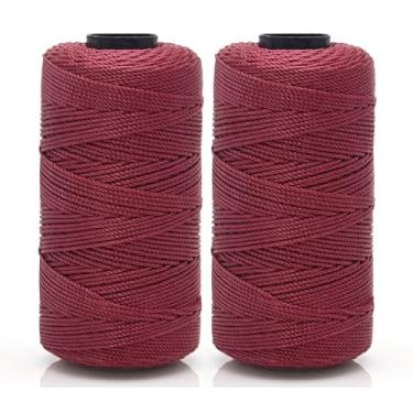 Imagem de Tsuisho 2 rolos de cordão de poliéster de 1,5 mm x 219 jardas para tricô e crochê, cordão de macramê 100% polipropileno para chapéus, bolsas, sapatos, cabides de plantas, artesanato DIY - vinho tinto