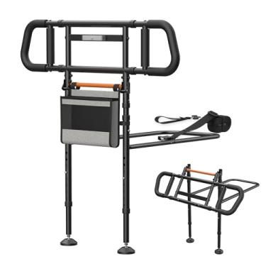 Imagem de NIMOOD Trilhos de cama C5 Pro para idosos e adultos - Trilho de assistência de cama dobrável com altura ajustável, bengala de cama com corrimão mais largo antiderrapante