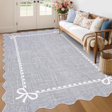 Imagem de GarveeHome Tapete de laço recortado para sala de estar, tapete cinza sólido para dormitório, tapetes laváveis, 15 x 23 cm, tapetes recortados macios e antiderrapantes para quarto de faculdade, quarto