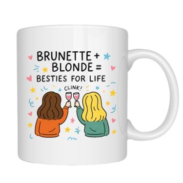 Imagem de EZCLASSY - Caneca de melhor amiga para mulheres – Caneca de café morena e loira para a vida, presente de amizade fofo para aniversário, agradecimento, amigos de longa distância