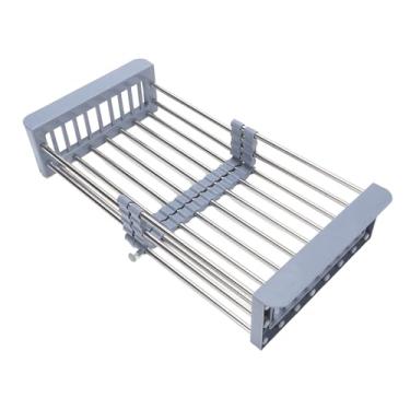 Imagem de Dioche Coador de Pia Extensível de Aço Inoxidável Multifuncional sobre a Pia Cesta de Secagem de Pratos Cesta de Enxágue de Vegetais para Armazenamento de de Cozinha