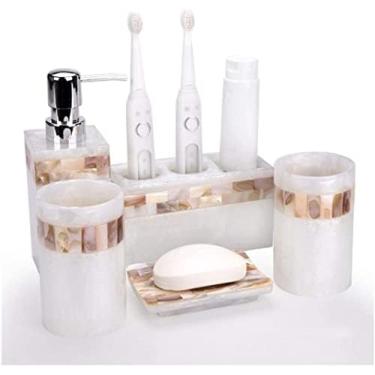 Imagem de Conjunto De Acessórios De Banho Conjunto De Acessórios De Banheiro Conjunto De Acessórios De Banheiro De Luxo Leve Conjunto De Copo De Resina Porta Escova De Dentes Dispensador De Sabão Conjunto D
