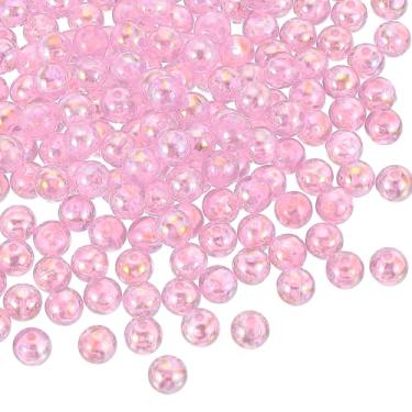 Imagem de Generic Contas redondas de acrílico de 8 mm, 100 peças de contas transparentes redondas de cores AB com orifício para brinco, pulseira, colar, chaveiros, rosa claro