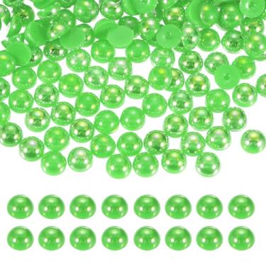 Imagem de Generic 1300 peças de meia pérola para artesanato, 6 mm de plástico metade flatback imitação de pérolas cabochão contas soltas strass para artesanato DIY roupas copo sapatos enfeite unhas (verde claro