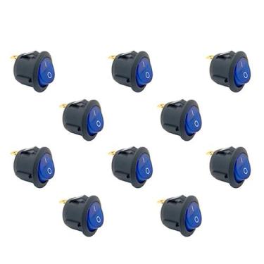 Imagem de Kit 10 Chave Gangorra Redonda Kcd1-106n AZ Neon bivolt 3 pin - ATMX