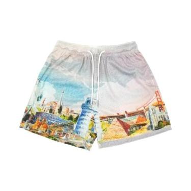 Imagem de Bermudas De Malha Para Academia Masculinas De Verão, Calças Casuais De
