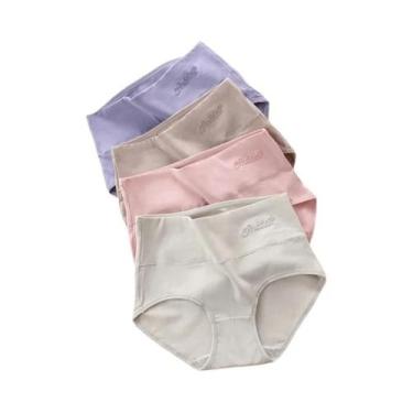 Imagem de Conjunto De 4 Calcinhas De Algodão plus Size De Cintura Alta, Confortá