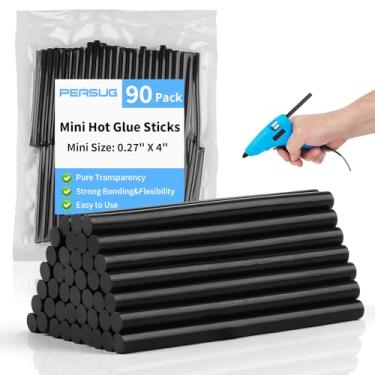 Imagem de 90 peças mini bastões de cola quente a granel, bastões de pistola de cola transparente para metal, madeira, vidro, artesanato de arte DIY e projetos escolares, artesanato (preto, 10 cm x 0,7 cm)