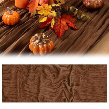 Imagem de Caminho de mesa rústico de gaze, 300 cm, terracota