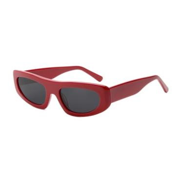 Imagem de HCPIHF Óculos de sol punk masculino polarizado de acetato, feminino, para áreas externas, UV400 (vermelho)