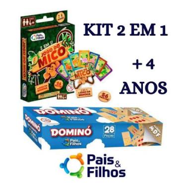 Imagem de Jogo Domino Madeira e Jogo do Mico 2 em 1 Kit Jogos Infantis jogos int