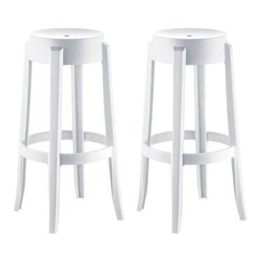 Imagem de Conjunto com 2 Banquetasde Plástico Shine Branco - UZ Utilidades