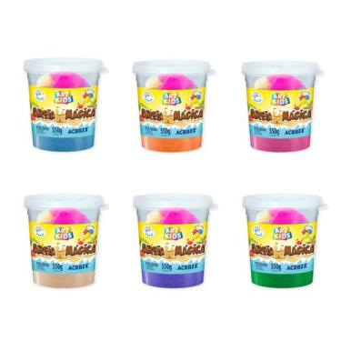 Imagem de Kit com 6 Areia Magica Cinetica 550g ArtKids Acrilex - Art Kids