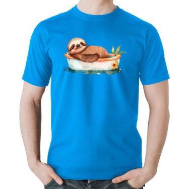 Imagem de Camiseta Algodão Ursinho Panda Relaxando Na Piscina - Foca na Moda, Az