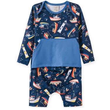 Imagem de Macacão Bebê Praia/Piscina Menino Barcos Proteção UV 50+ Pingo Lelê-Masculino