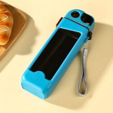 Imagem de Garrafa de água retangular com canudo portátil, à prova de vazamento, não tóxico, livre de BPA, esportes de bicicleta motivacional com bebida para academia, ioga e viagem, escritório, tampa de