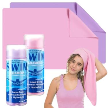 Imagem de SmoothNovelty Pacote com 2 toalhas de camurça de natação absorvente de água toalha de secagem rápida pano de camurça Shammy para natação, carro, secagem, mergulho, esportes aquáticos, praia, chuveiro