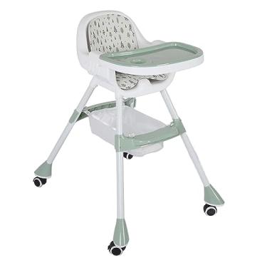 Imagem de Cryfokt Cadeira Alta Dobrável para Bebês Com Bandeja Dupla Ajustável, Cadeira de Alimentação Com Economia de Espaço para Bebês e Crianças Pequenas, Material Plástico Durável (Verde)