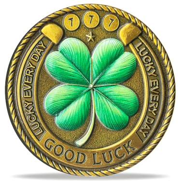 Imagem de Strugglejewelry Good Luck Coin with Four Leaf Clover & Elephant – Motivational Lucky Charm for Prosperity and Success, Lottery Ticket Scratcher Tool