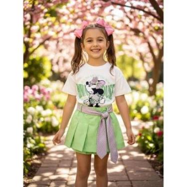 Imagem de Conjunto Blusa e Shorts Saia Oliva Minnie Laço Animê-Feminino