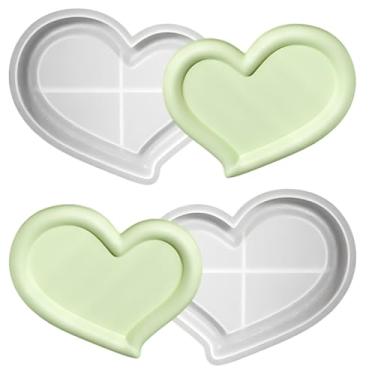 Imagem de Moldes de resina de silicone para coração – Moldes de bandeja de amor dos namorados para concreto de resina epóxi, suporte de vela faça você mesmo, joias, pratos, decoração de casa