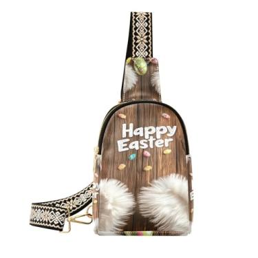 Imagem de CEBUGI Bolsa tiracolo feminina com fundo de páscoa pequena bolsa tiracolo de couro para trilhas, viagens ao ar livre