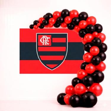 Imagem de Kit festa Flamengo Decoração Aniversário Painel+100 balão - Piffer - k
