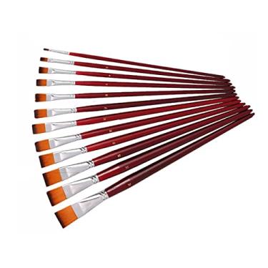 Imagem de Caneta a óleo de ponta plana de nylon de duas cores, 12 conjuntos de pincéis, pincéis artísticos, aquarela, pincéis (cor: A, tamanho