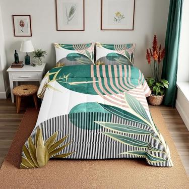 Imagem de Erosebridal Conjunto de edredom moderno de meados do século King boêmio, geométrico, para crianças, adolescentes, boêmio, tropical, moderno, abstrato, sol, minimalista, simples, edredom, decoração de