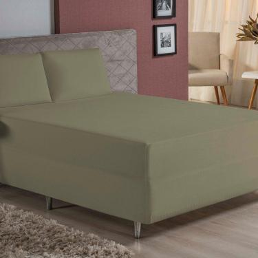 Imagem de Jogo De Cama Casal Nobre 3 Peças Luva De Box 55cm De Altura Malha 100% Algodão - Avelã