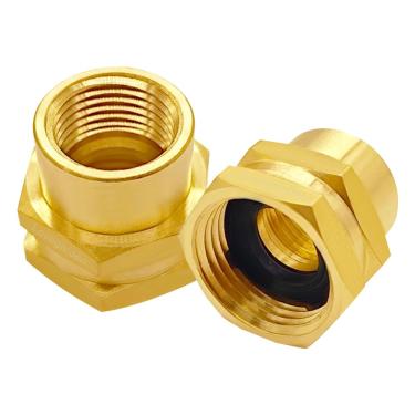Imagem de Lovegarden 2 peças de adaptador de mangueira de jardim fêmea NPT de 0,9 cm (3/10.2 cm) GHT x 1/5.1 cm conecta linhas de mangueira de água a acessórios de tubulação, conector de mangueira de latão com