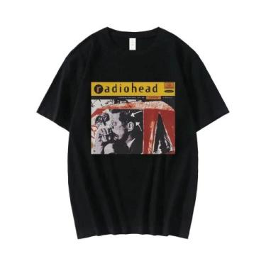 Imagem de Camiseta Vintage Oversize De Rock Band Radiohead Para Homens, 100% Alg