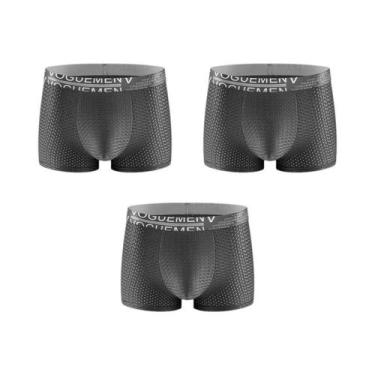 Imagem de Conjunto De 3 Peças De Cuecas Boxer Masculinas Em Seda Gelada Tamanho 
