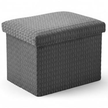 Imagem de Thyle Otomano decorativo de armazenamento com pequeno banco de descanso para os pés sob a mesa, apoio para os pés, pano de veludo cotelê, 40 x 30 x 30 cm (cinza)