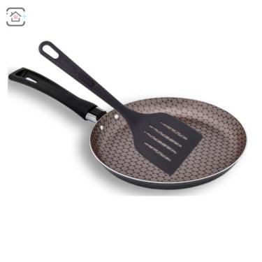 Imagem de Tapioqueira panquequeira antiaderente de 22 cm com espátula - oliveira