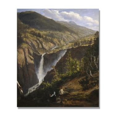 Imagem de NHLDZYH Quadro famoso para salão - réplica de J.C. Dahl - Paisagem romântica nórdica em tela - decoração de parede elegante. (Paisagem 55). 70 x 84 cm. Apenas tela