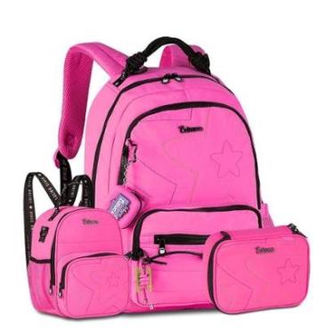 Imagem de Mochila Luluca Com Lancheira Mutifuncional e Estojo Kit Escolar-Feminino