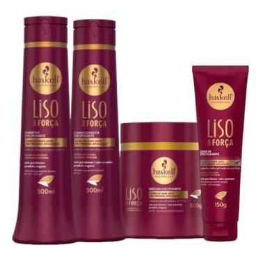 Imagem de Kit Haskell Liso com Força  Shampoo 500ml + Condicionador 500ml + Másc