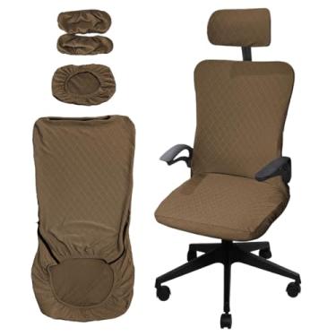Imagem de Daunkang Conjunto de capas ergonômicas para cadeira de escritório com capa elástica para cadeira de computador e encosto de cabeça, capas protetoras laváveis para cadeira giratória de computador, 4