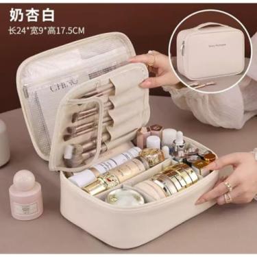 Imagem de Necessaire Organizador Cosmético Maquiagem Feminino Para Viagem Em Alto.(885-BRANCO)