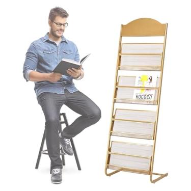 Imagem de Suporte de exibição de brochura para área de recepção, porta-revistas em pé, organizadores de literatura para escritório, sala de espera de hotel - Suporte de exibição de folheto