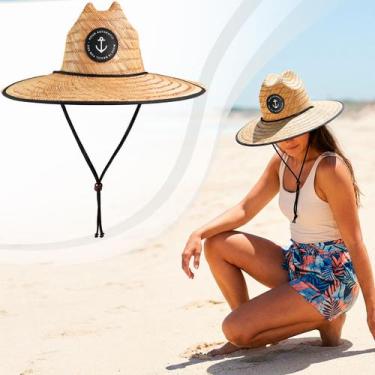 Imagem de Chapéu de Palha Premium Kouk Authentic Verão Praia Sol Calor, Com viés