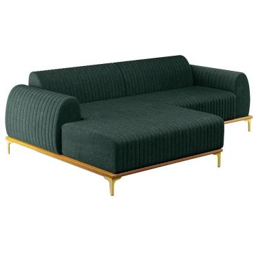 Imagem de Sofá 245cm 4 Lugares Com Chaise Esquerdo Pés Gold Molino C-117 Linho Verde - Domi