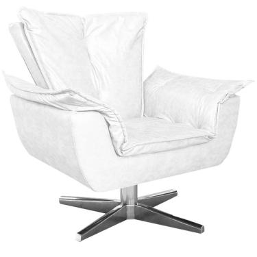 Imagem de Poltrona Decorativa Base Giratória Cromada Charger Pu Branco G19 - Gran Belo