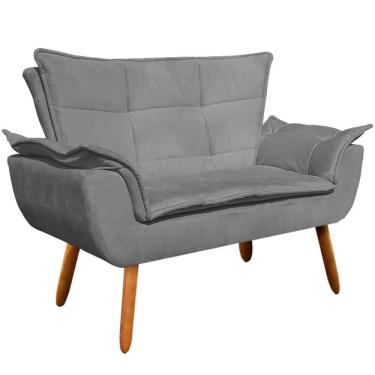 Imagem de Poltrona Namoradeira Pés Palito Charger Suede Grafite G19 - Gran Belo