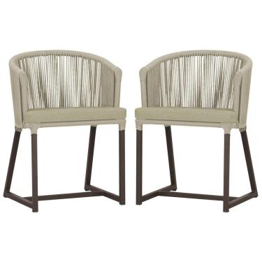 Imagem de 2 Cadeiras De Jantar Noronha Marrom Corda Náutica E7 Trama Rami
