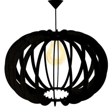 Imagem de Luminária Teto Tipo Pendente Olimpía Mdf Completa - Cor:preta