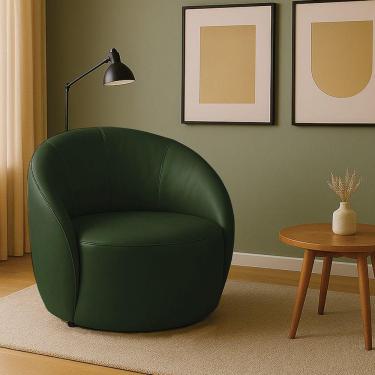 Imagem de Poltrona Decorativa Orgânica Lua Sintético Pu Verde D03 - D'rossi