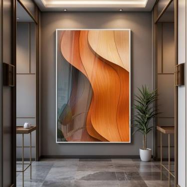 Imagem de Quadro com Moldura e Acrilico Cristal Vidro Abstrato Madeira para Sala