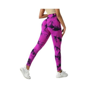 Imagem de Calças De Yoga Femininas De Cintura Alta Sem Costura Com Estampa Tie-D